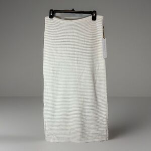 House Of Harlow 1960 Crochet Knit High Rise Straight Midi Skirt Ivory Size Large
